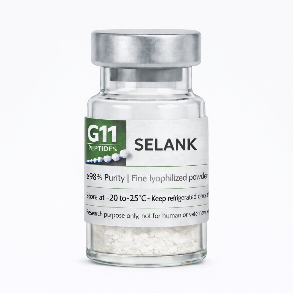 SELANK – 10mg lyophilised peptide vial for laboratory research use